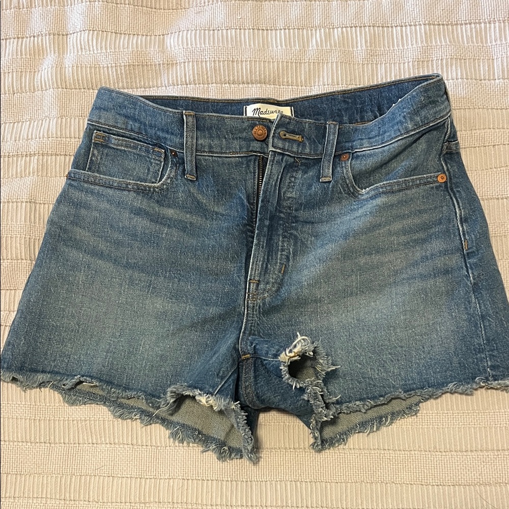 Madewell Distressed Blue Jean Shorts